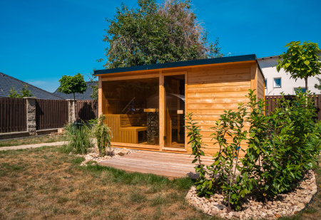 Vonkajšia sauna, Vonkajšia sauna s odpočivárňou, Teplice